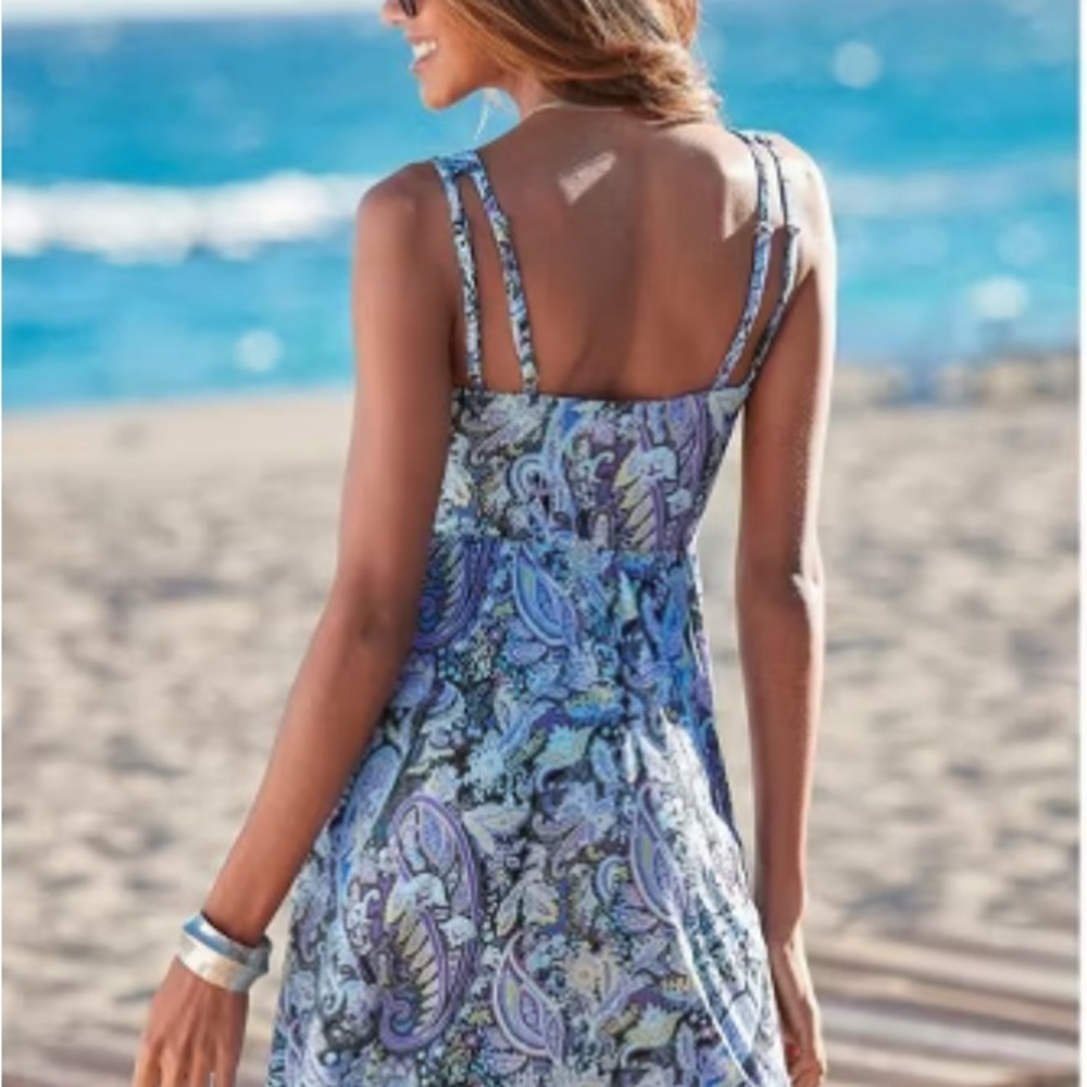 LASCANA Women's Strappy Back Paisley Dress Size 8 Feminine Preppy Sundress - Picture 2 of 12